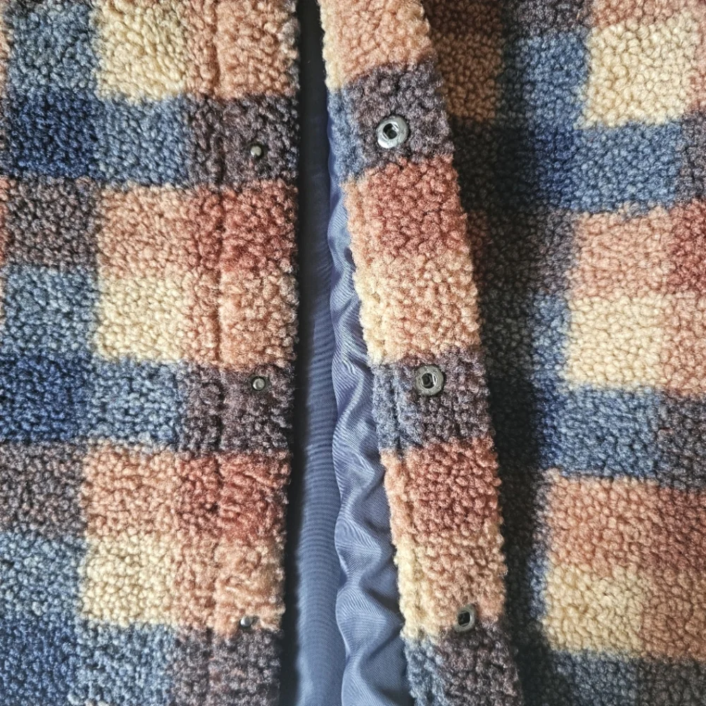 Scene & Heard Childs Jacket Size 4-5 Brown Navy Plaid Snap Front Teddy Fabric - Picture 4 of 11